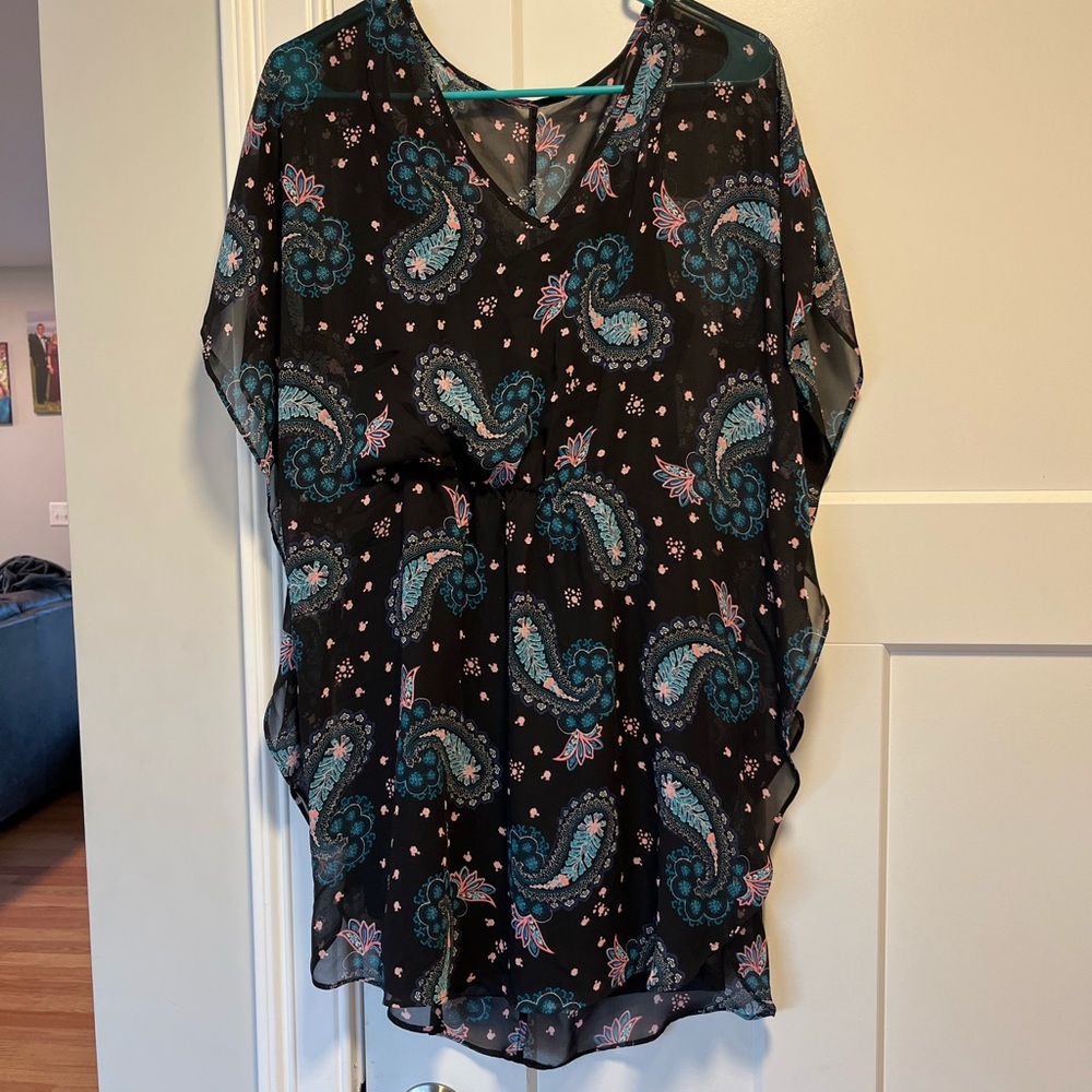 Express black paisley chiffon overlay dress size S
